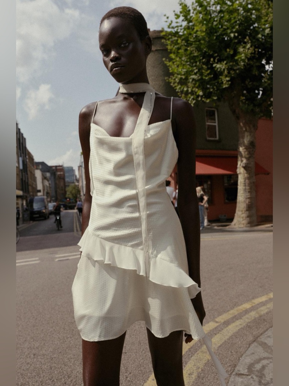 Zara Cream Ruffled Mini Dress